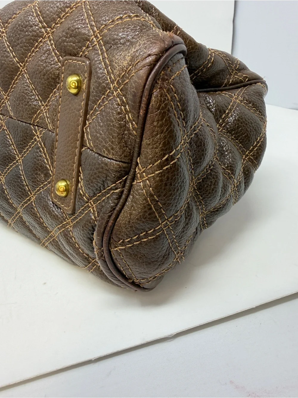 Marc Jacobs Stam Quilted Brown contrast stitch/ maroon suede interior Fall 2005